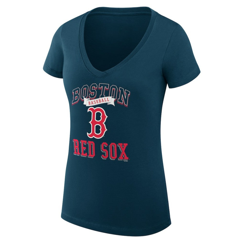 Navy Boston Red Sox G-III 4Her by Carl Banks Women's Super-Slim Fit Lightweight Team Logo Graphic V-Neck T-Shirt