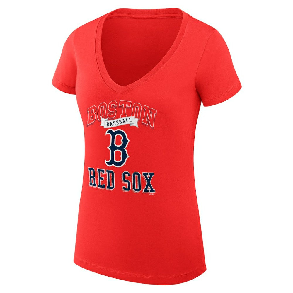 Red Boston Red Sox G-III 4Her by Carl Banks Women's Super-Slim Fit Lightweight Team Logo Graphic V-Neck T-Shirt
