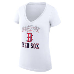 White Boston Red Sox G-III 4Her by Carl Banks Women's Super-Slim Fit Lightweight Team Logo Graphic V-Neck T-Shirt