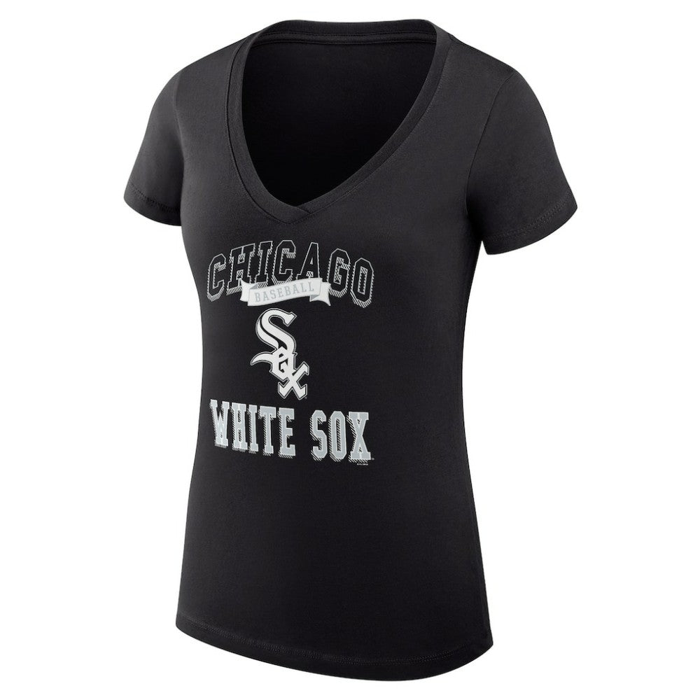 Black Chicago White Sox G-III 4Her by Carl Banks Women's Super-Slim Fit Lightweight Team Logo Graphic V-Neck T-Shirt