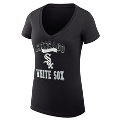 Black Chicago White Sox G-III 4Her by Carl Banks Women's Super-Slim Fit Lightweight Team Logo Graphic V-Neck T-Shirt