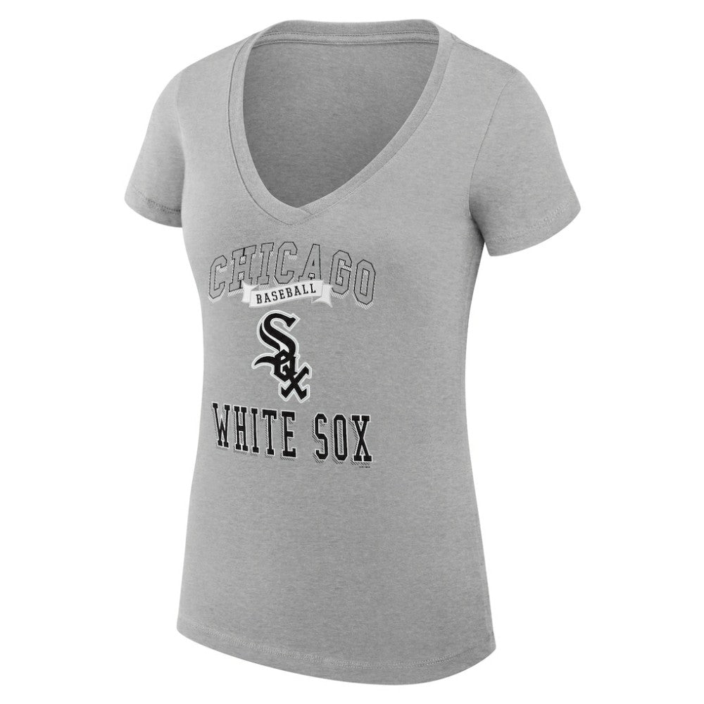 Heather Gray Chicago White Sox G-III 4Her by Carl Banks Women's Super-Slim Fit Lightweight Team Logo Graphic V-Neck T-Shirt