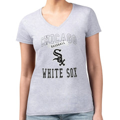 Heather Gray Chicago White Sox G-III 4Her by Carl Banks Women's Super-Slim Fit Lightweight Team Logo Graphic V-Neck T-Shirt