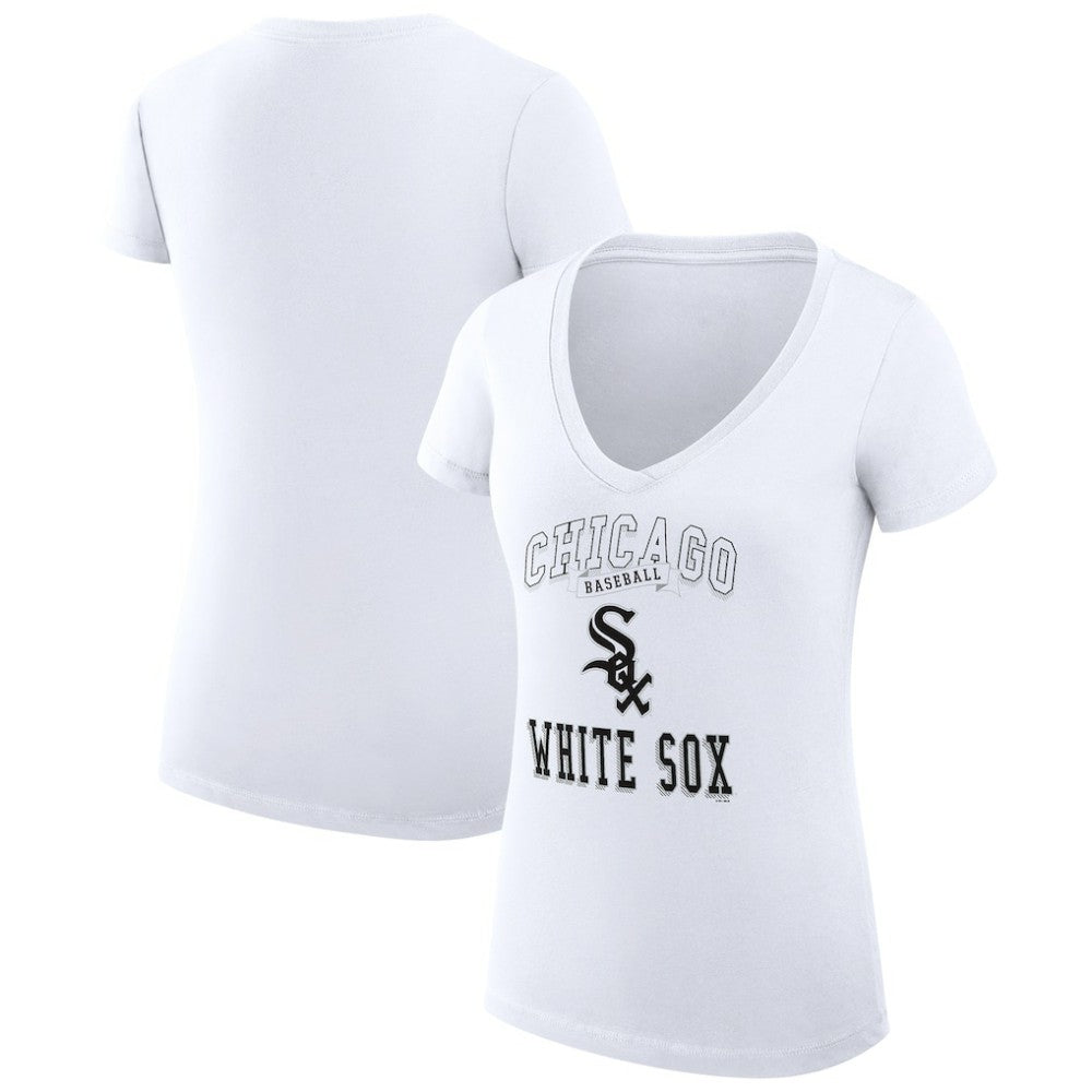 White Chicago White Sox G-III 4Her by Carl Banks Women's Super-Slim Fit Lightweight Team Logo Graphic V-Neck T-Shirt