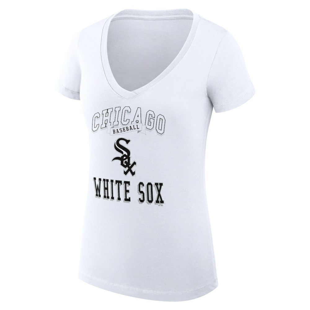 White Chicago White Sox G-III 4Her by Carl Banks Women's Super-Slim Fit Lightweight Team Logo Graphic V-Neck T-Shirt