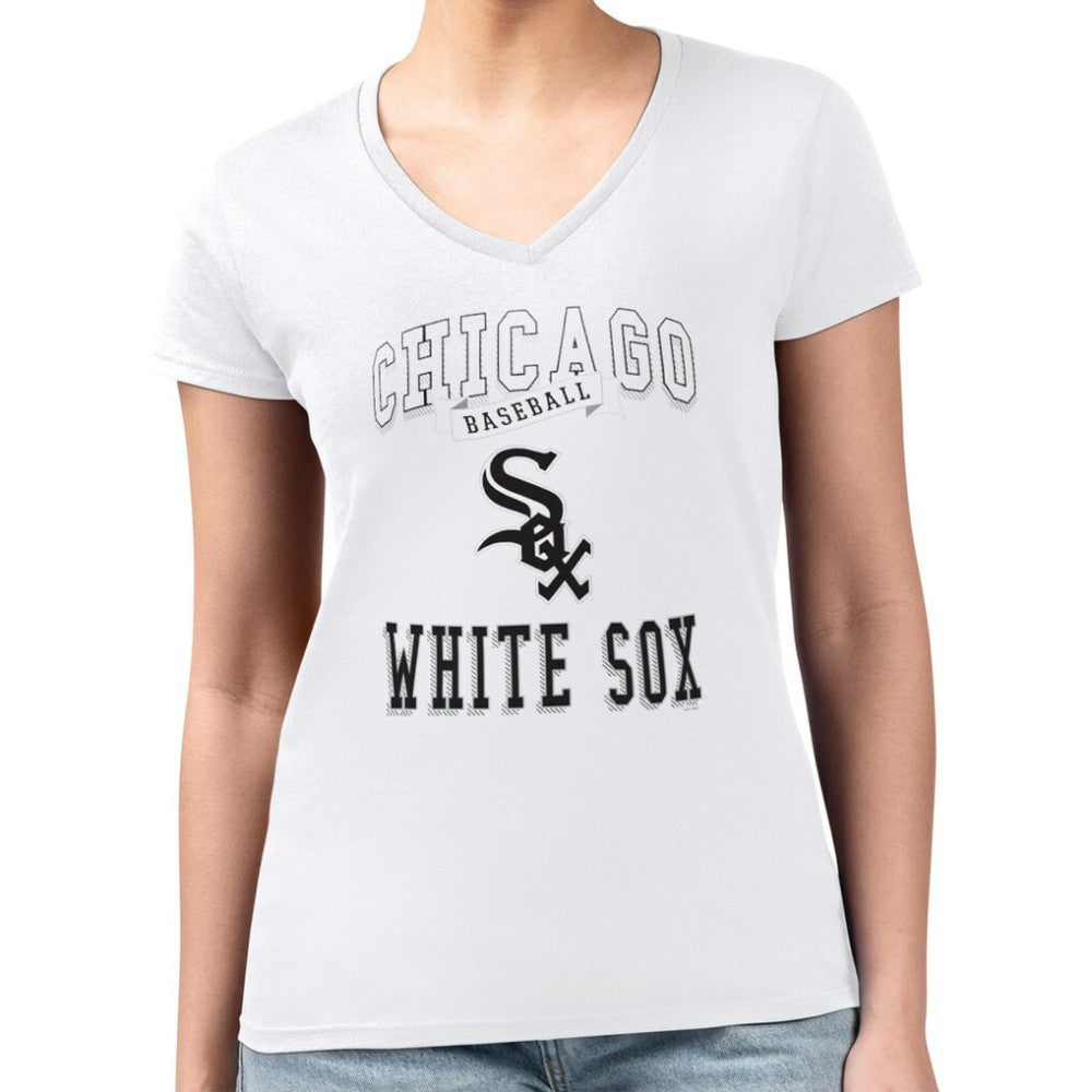 White Chicago White Sox G-III 4Her by Carl Banks Women's Super-Slim Fit Lightweight Team Logo Graphic V-Neck T-Shirt
