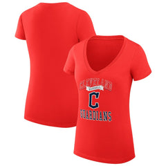 Red Cleveland Guardians G-III 4Her by Carl Banks Women's Super-Slim Fit Lightweight Team Logo Graphic V-Neck T-Shirt