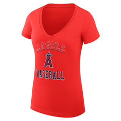 Red Los Angeles Angels G-III 4Her by Carl Banks Women's Super-Slim Fit Lightweight Team Logo Graphic V-Neck T-Shirt