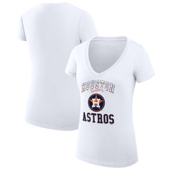 White Houston Astros G-III 4Her by Carl Banks Women's Super-Slim Fit Lightweight Team Logo Graphic V-Neck T-Shirt