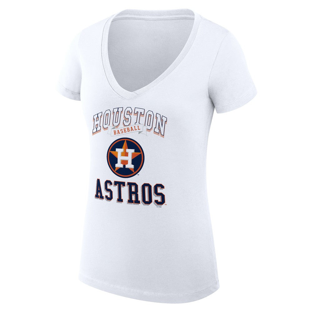 White Houston Astros G-III 4Her by Carl Banks Women's Super-Slim Fit Lightweight Team Logo Graphic V-Neck T-Shirt