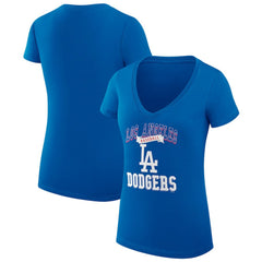 Royal Los Angeles Dodgers G-III 4Her by Carl Banks Women's Super-Slim Fit Lightweight Team Logo Graphic V-Neck T-Shirt