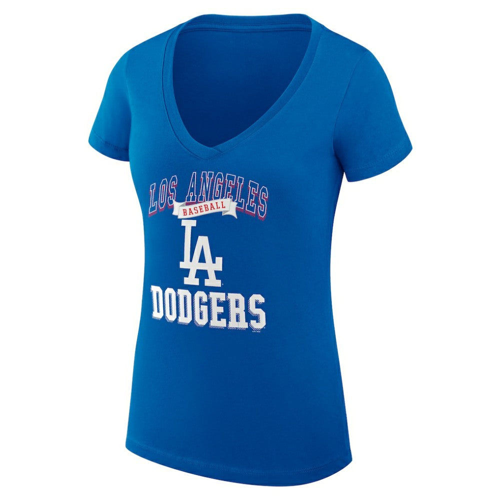 Royal Los Angeles Dodgers G-III 4Her by Carl Banks Women's Super-Slim Fit Lightweight Team Logo Graphic V-Neck T-Shirt