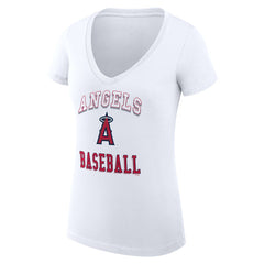 White Los Angeles Angels G-III 4Her by Carl Banks Women's Super-Slim Fit Lightweight Team Logo Graphic V-Neck T-Shirt