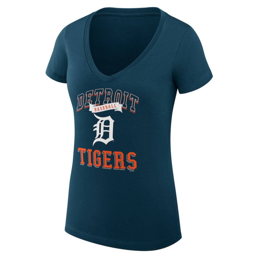 Navy Detroit Tigers G-III 4Her by Carl Banks Women's Super-Slim Fit Lightweight Team Logo Graphic V-Neck T-Shirt