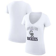 White Colorado Rockies G-III 4Her by Carl Banks Women's Super-Slim Fit Lightweight Team Logo Graphic V-Neck T-Shirt