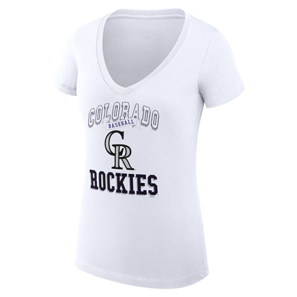 White Colorado Rockies G-III 4Her by Carl Banks Women's Super-Slim Fit Lightweight Team Logo Graphic V-Neck T-Shirt