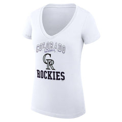 White Colorado Rockies G-III 4Her by Carl Banks Women's Super-Slim Fit Lightweight Team Logo Graphic V-Neck T-Shirt