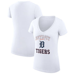 White Detroit Tigers G-III 4Her by Carl Banks Women's Super-Slim Fit Lightweight Team Logo Graphic V-Neck T-Shirt