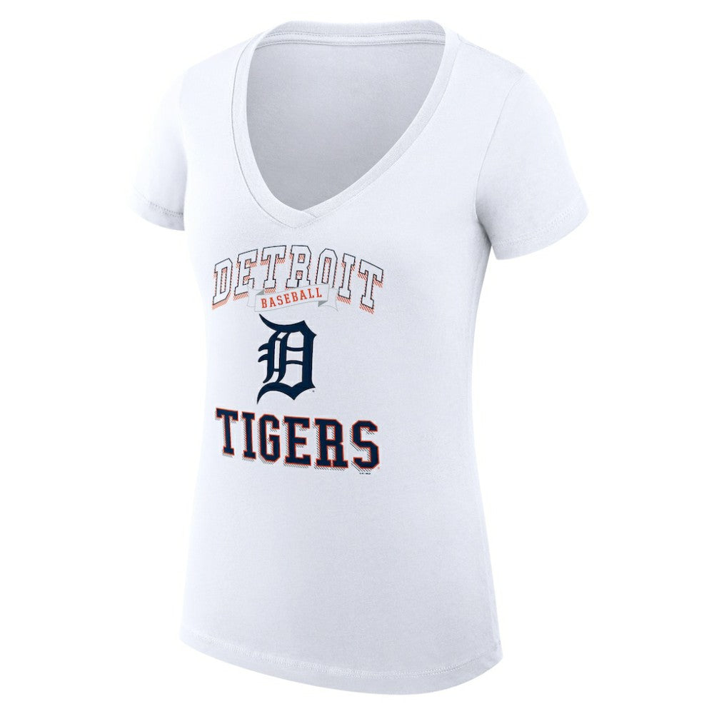 White Detroit Tigers G-III 4Her by Carl Banks Women's Super-Slim Fit Lightweight Team Logo Graphic V-Neck T-Shirt