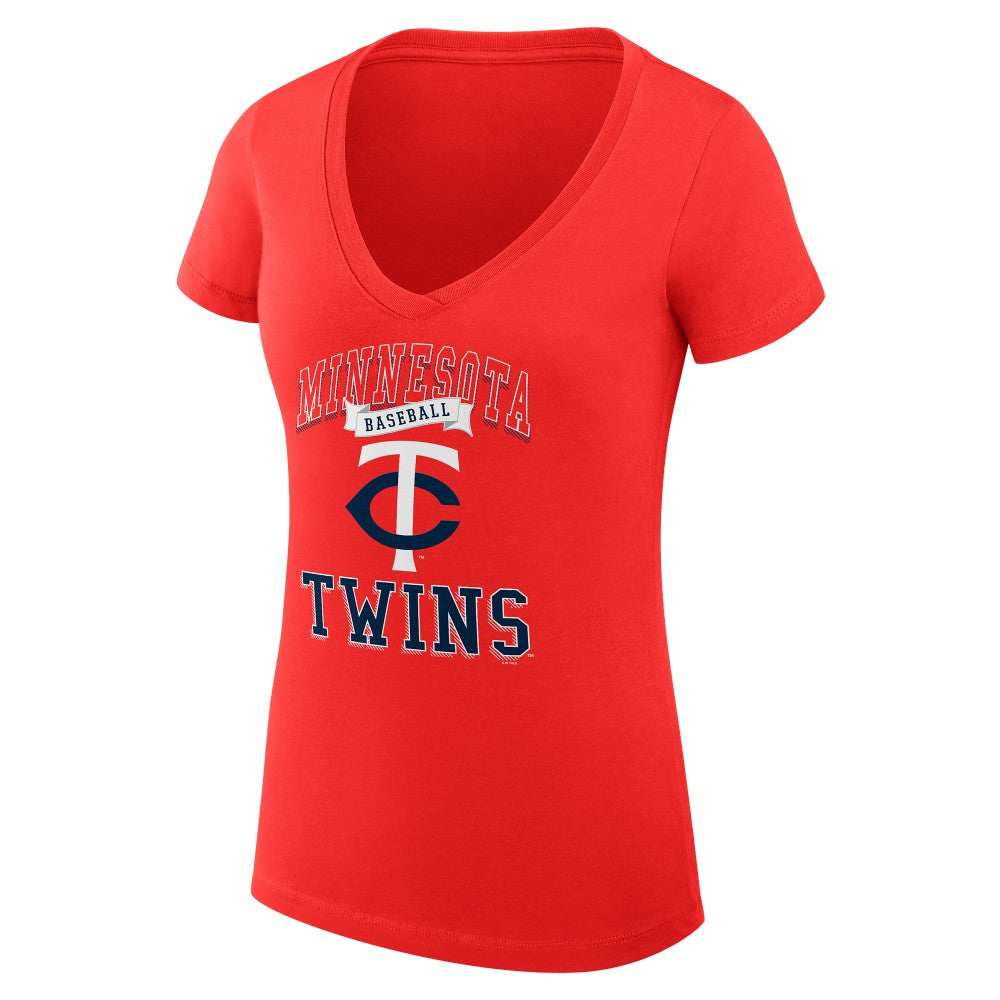 Red Minnesota Twins G-III 4Her by Carl Banks Women's Super-Slim Fit Lightweight Team Logo Graphic V-Neck T-Shirt