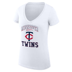 White Minnesota Twins G-III 4Her by Carl Banks Women's Super-Slim Fit Lightweight Team Logo Graphic V-Neck T-Shirt