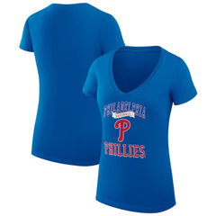 Royal Philadelphia Phillies G-III 4Her by Carl Banks Women's Super-Slim Fit Lightweight Team Logo Graphic V-Neck T-Shirt