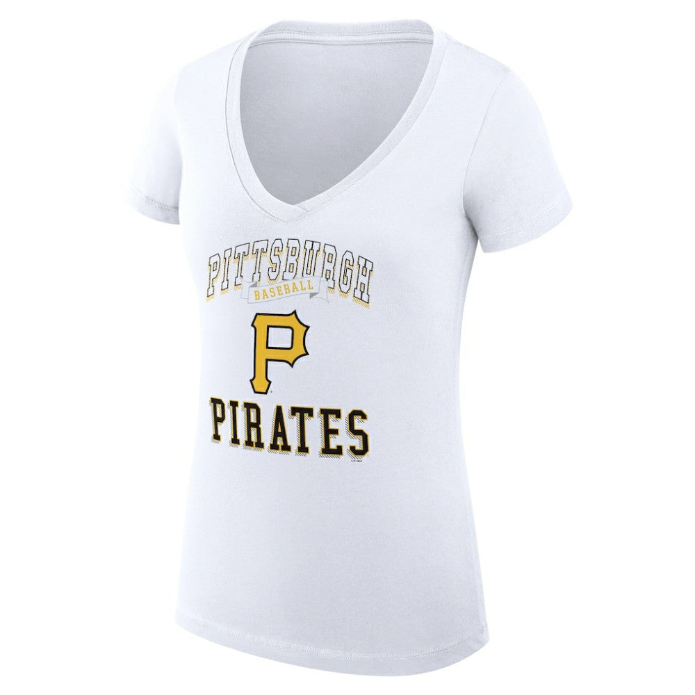 White Pittsburgh Pirates G-III 4Her by Carl Banks Women's Super-Slim Fit Lightweight Team Logo Graphic V-Neck T-Shirt