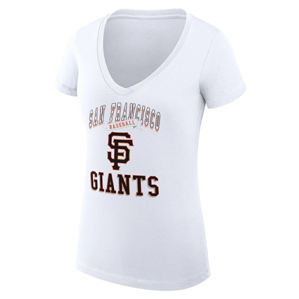 White San Francisco Giants G-III 4Her by Carl Banks Women's Super-Slim Fit Lightweight Team Logo Graphic V-Neck T-Shirt