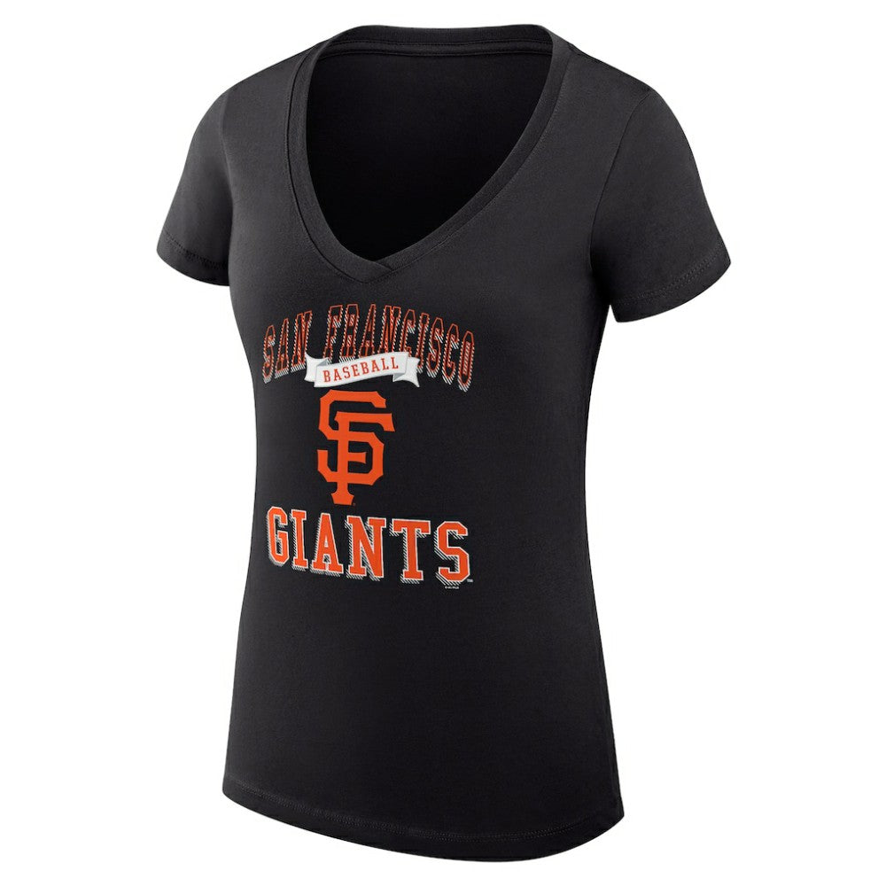 Black San Francisco Giants G-III 4Her by Carl Banks Women's Super-Slim Fit Lightweight Team Logo Graphic V-Neck T-Shirt