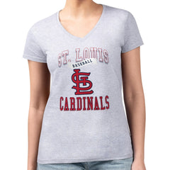 Heather Gray St. Louis Cardinals G-III 4Her by Carl Banks Women's Super-Slim Fit Lightweight Team Logo Graphic V-Neck T-Shirt