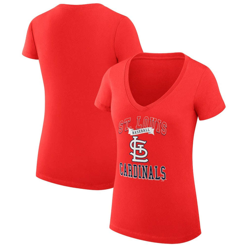 Red St. Louis Cardinals G-III 4Her by Carl Banks Women's Super-Slim Fit Lightweight Team Logo Graphic V-Neck T-Shirt
