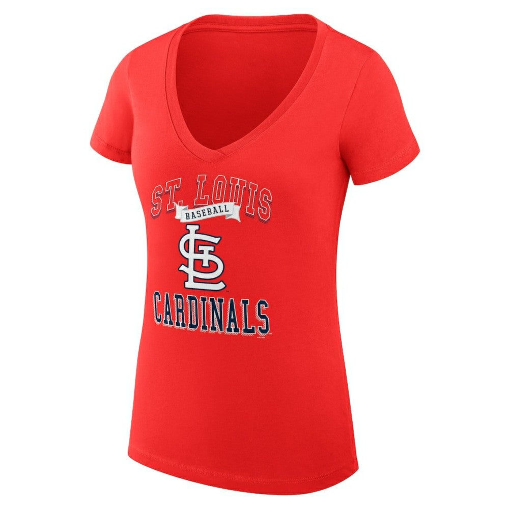 Red St. Louis Cardinals G-III 4Her by Carl Banks Women's Super-Slim Fit Lightweight Team Logo Graphic V-Neck T-Shirt