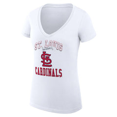 White St. Louis Cardinals G-III 4Her by Carl Banks Women's Super-Slim Fit Lightweight Team Logo Graphic V-Neck T-Shirt