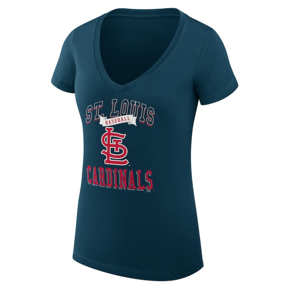 Navy St. Louis Cardinals G-III 4Her by Carl Banks Women's Super-Slim Fit Lightweight Team Logo Graphic V-Neck T-Shirt