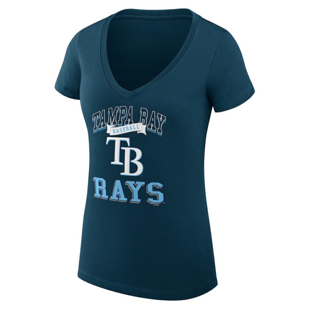 Navy Tampa Bay Rays G-III 4Her by Carl Banks Women's Super-Slim Fit Lightweight Team Logo Graphic V-Neck T-Shirt