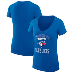 Royal Toronto Blue Jays G-III 4Her by Carl Banks Women's Super-Slim Fit Lightweight Team Logo Graphic V-Neck T-Shirt