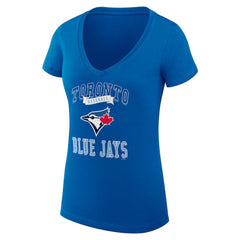 Royal Toronto Blue Jays G-III 4Her by Carl Banks Women's Super-Slim Fit Lightweight Team Logo Graphic V-Neck T-Shirt