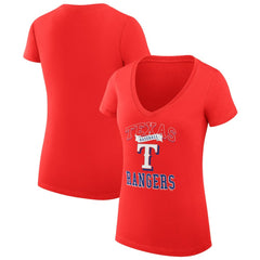 Red Texas Rangers G-III 4Her by Carl Banks Women's Super-Slim Fit Lightweight Team Logo Graphic V-Neck T-Shirt