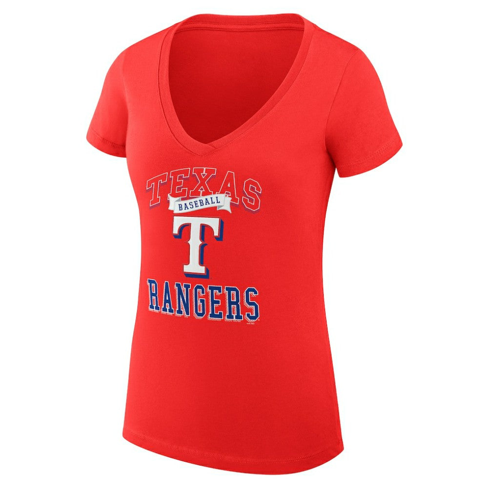 Red Texas Rangers G-III 4Her by Carl Banks Women's Super-Slim Fit Lightweight Team Logo Graphic V-Neck T-Shirt
