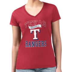Red Texas Rangers G-III 4Her by Carl Banks Women's Super-Slim Fit Lightweight Team Logo Graphic V-Neck T-Shirt