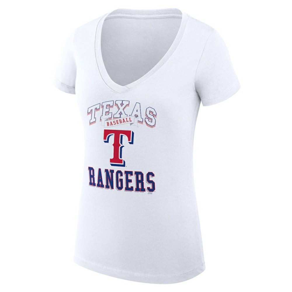 White Texas Rangers G-III 4Her by Carl Banks Women's Super-Slim Fit Lightweight Team Logo Graphic V-Neck T-Shirt