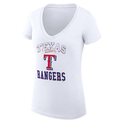 White Texas Rangers G-III 4Her by Carl Banks Women's Super-Slim Fit Lightweight Team Logo Graphic V-Neck T-Shirt