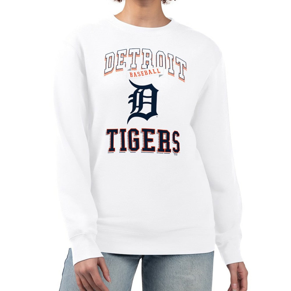 White Detroit Tigers G-III 4Her by Carl Banks Women's Team Logo Graphic Tri-Blend Fleece Pullover Sweatshirt
