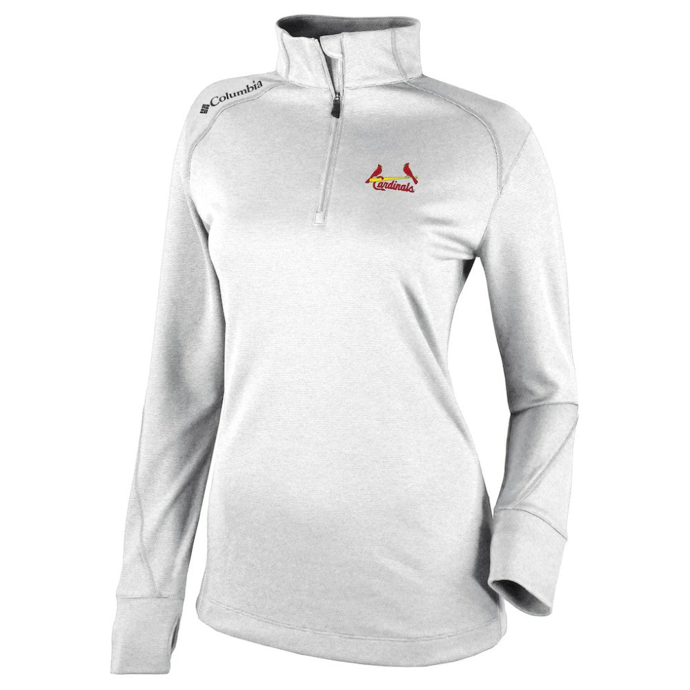 White St. Louis Cardinals Columbia Women's Cooperstown Collection Shotgun 2.0 Omni-Wick Quarter-Zip Top - White