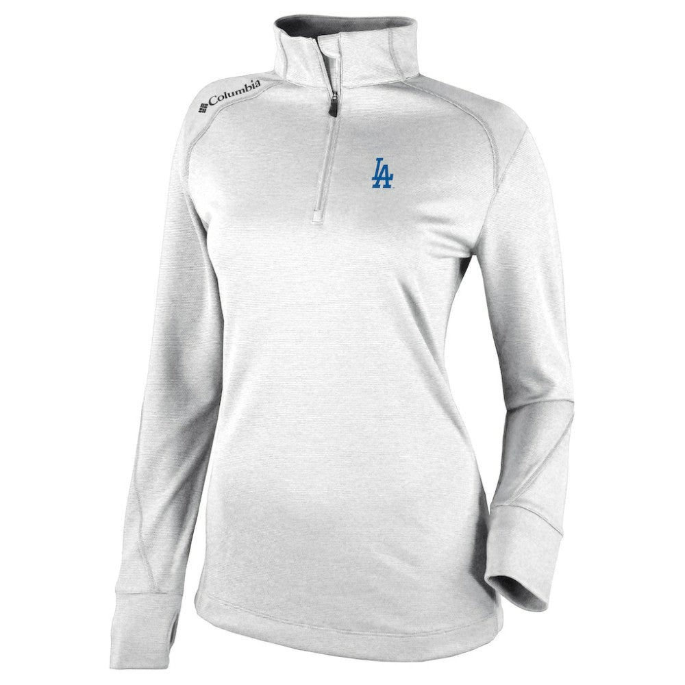 White Los Angeles Dodgers Columbia Women's Cooperstown Collection Shotgun 2.0 Omni-Wick Quarter-Zip Top - White