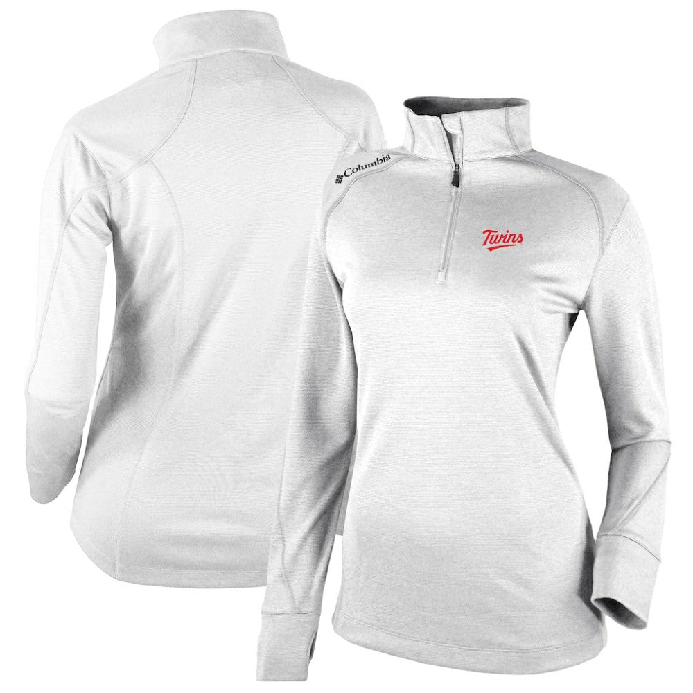 White Minnesota Twins Columbia Women's Cooperstown Collection Shotgun 2.0 Omni-Wick Quarter-Zip Top - White