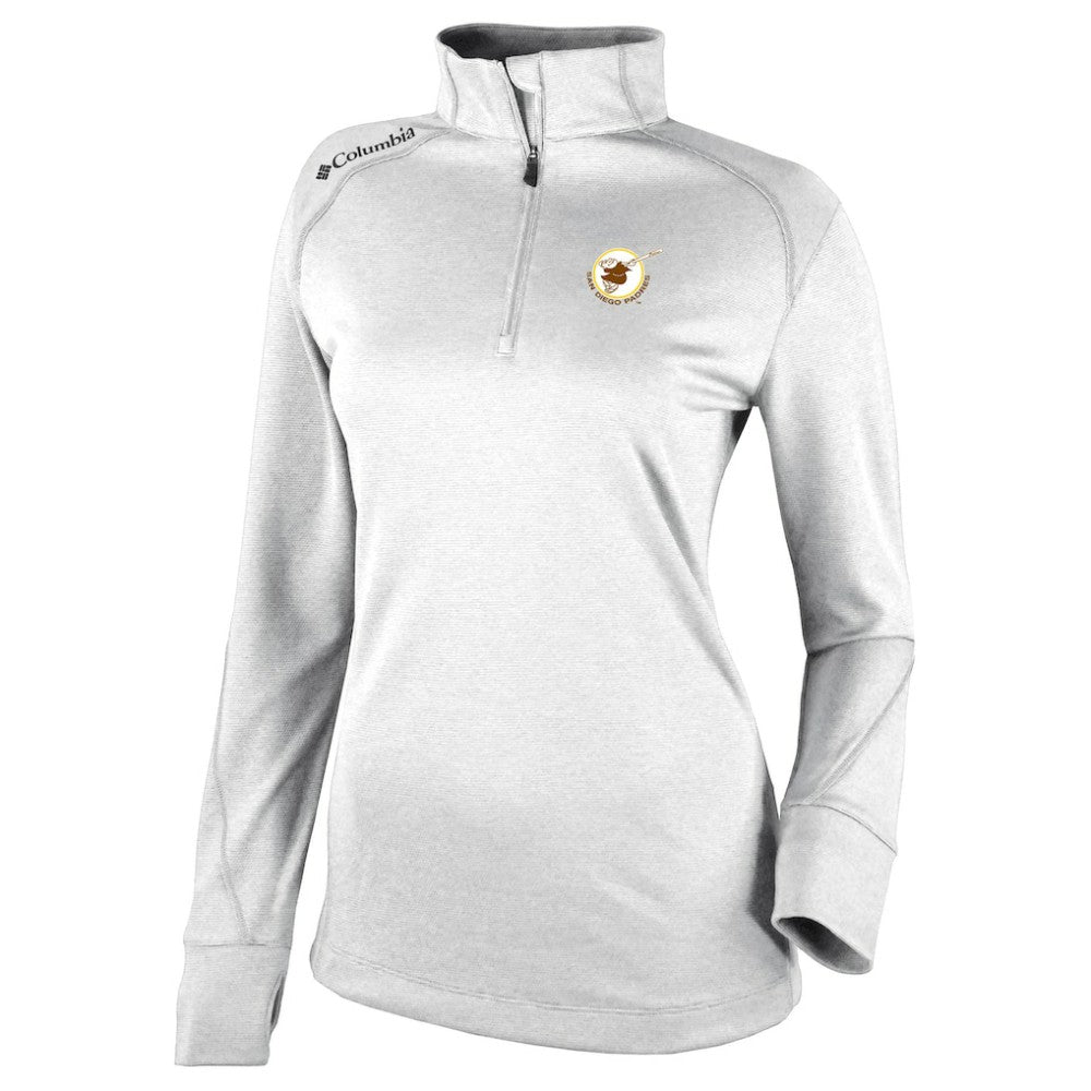 White San Diego Padres Columbia Women's Cooperstown Collection Shotgun 2.0 Omni-Wick Quarter-Zip Top - White