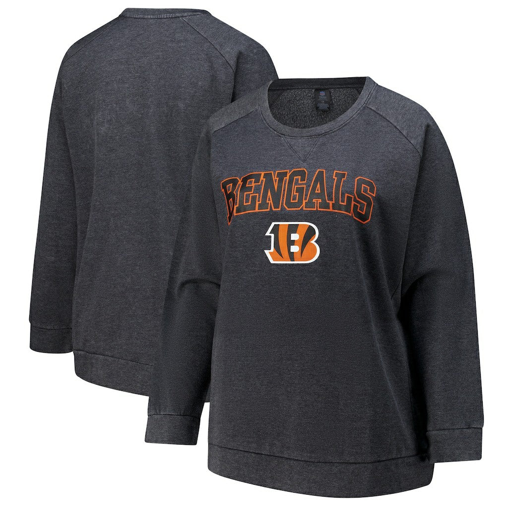 Profile Women's Plus Size Acid Wash Raglan Sweatshirt - Cincinnati Bengals Sweatshirts