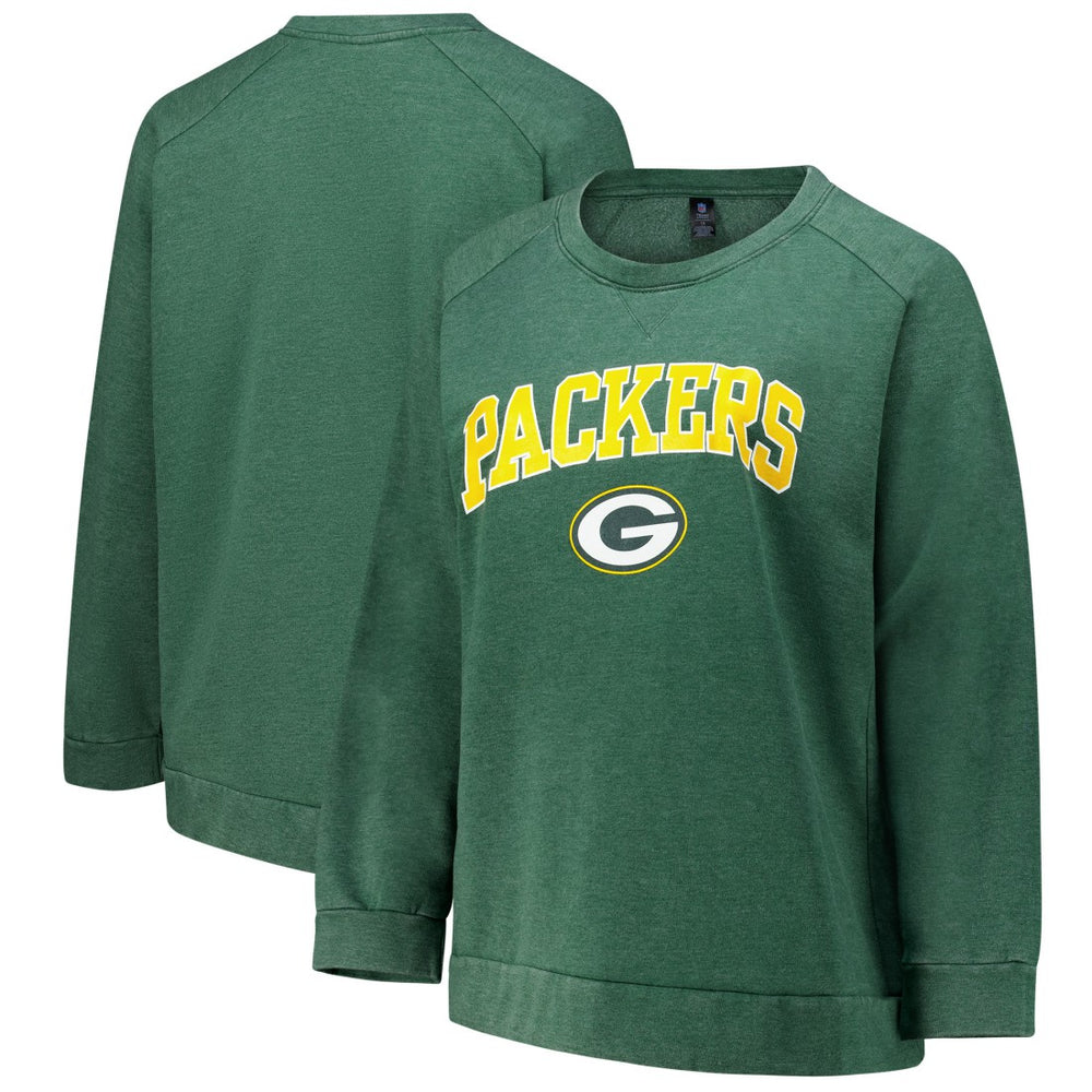Profile Women's Plus Size Acid Wash Raglan Sweatshirt - Green Bay Packers Sweatshirts