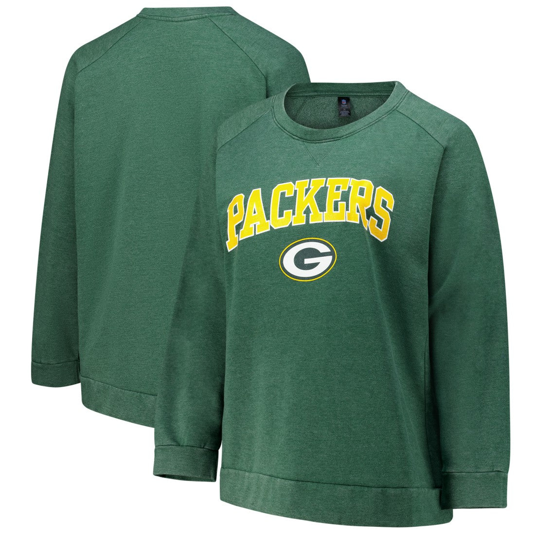Profile Women's Plus Size Acid Wash Raglan Sweatshirt - Green Bay Packers Sweatshirts